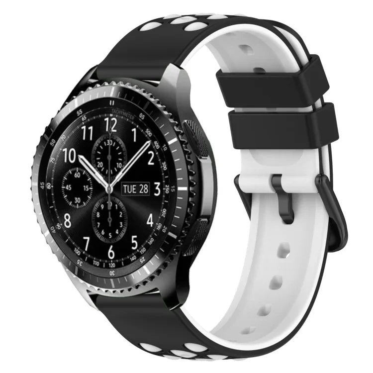 22mm ツートンカラー 多孔質シリコン時計バンド、Samsung Galaxy Watch3 45mm用、Samsung Galaxy Watch 46mm用、Samsung Gear S3 Classic用、Samsung Gear S3 Frontier用