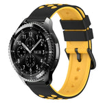 22mm ツートンカラー 多孔質シリコン時計バンド、Samsung Galaxy Watch3 45mm用、Samsung Galaxy Watch 46mm用、Samsung Gear S3 Classic用、Samsung Gear S3 Frontier用