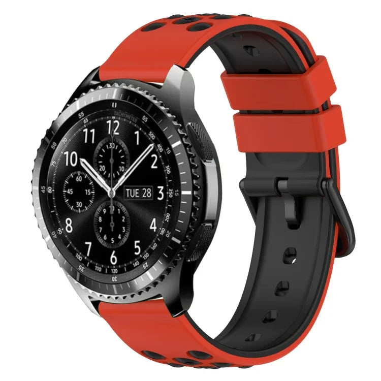 22mm ツートンカラー 多孔質シリコン時計バンド、Samsung Galaxy Watch3 45mm用、Samsung Galaxy Watch 46mm用、Samsung Gear S3 Classic用、Samsung Gear S3 Frontier用