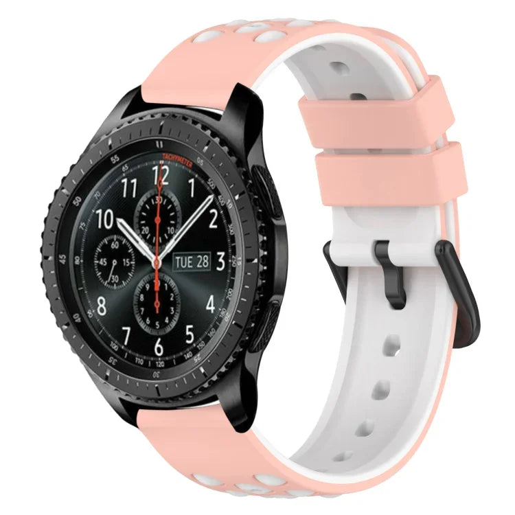 22mm ツートンカラー 多孔質シリコン時計バンド、Samsung Galaxy Watch3 45mm用、Samsung Galaxy Watch 46mm用、Samsung Gear S3 Classic用、Samsung Gear S3 Frontier用