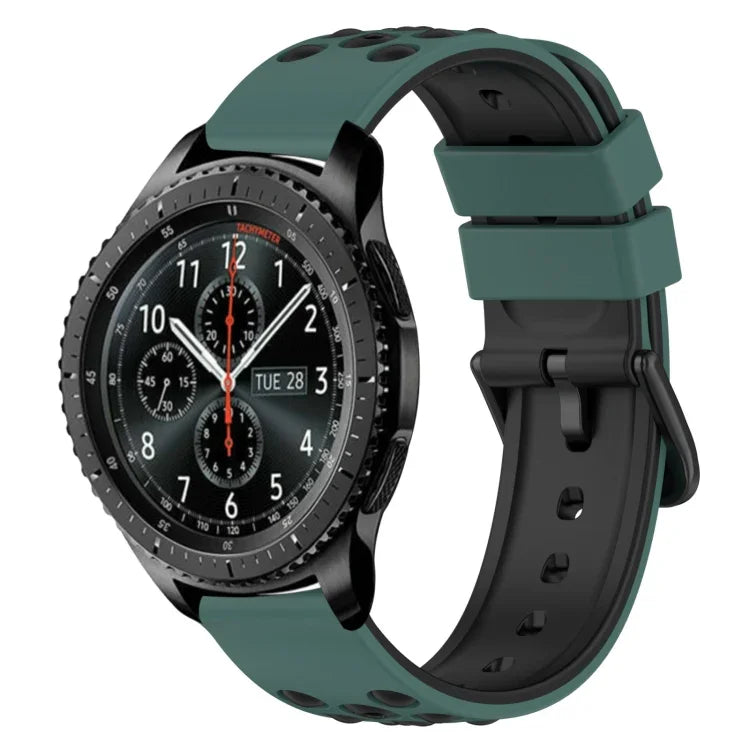 22mm ツートンカラー 多孔質シリコン時計バンド、Samsung Galaxy Watch3 45mm用、Samsung Galaxy Watch 46mm用、Samsung Gear S3 Classic用、Samsung Gear S3 Frontier用