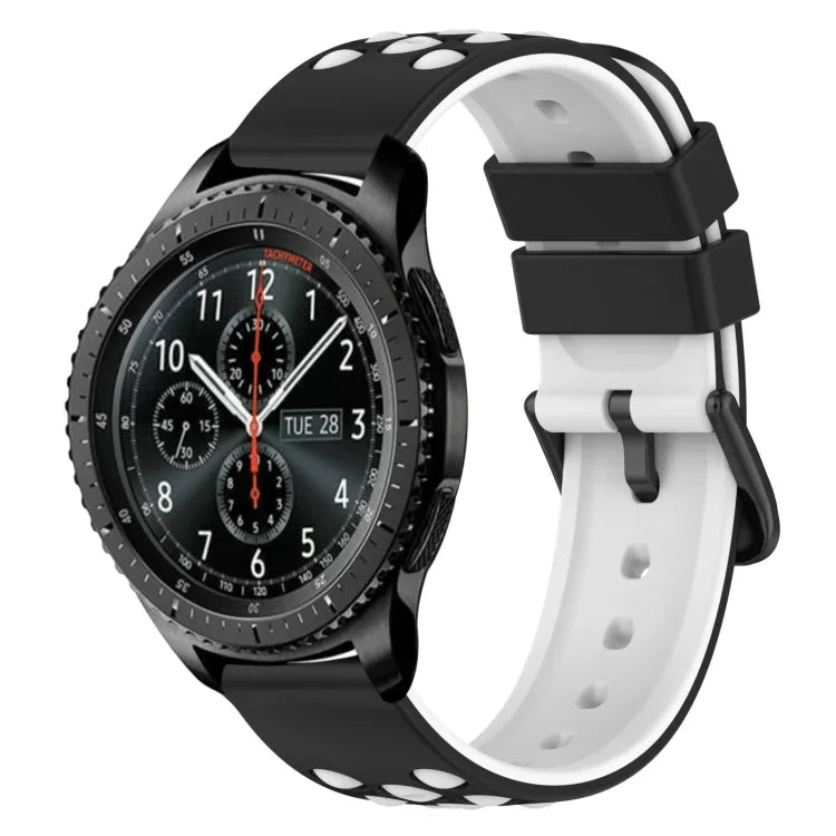 22mm ツートンカラー 多孔質シリコン時計バンド、Samsung Galaxy Watch3 45mm用、Samsung Galaxy Watch 46mm用、Samsung Gear S3 Classic用、Samsung Gear S3 Frontier用