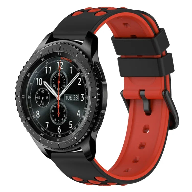 22mm ツートンカラー 多孔質シリコン時計バンド、Samsung Galaxy Watch3 45mm用、Samsung Galaxy Watch 46mm用、Samsung Gear S3 Classic用、Samsung Gear S3 Frontier用