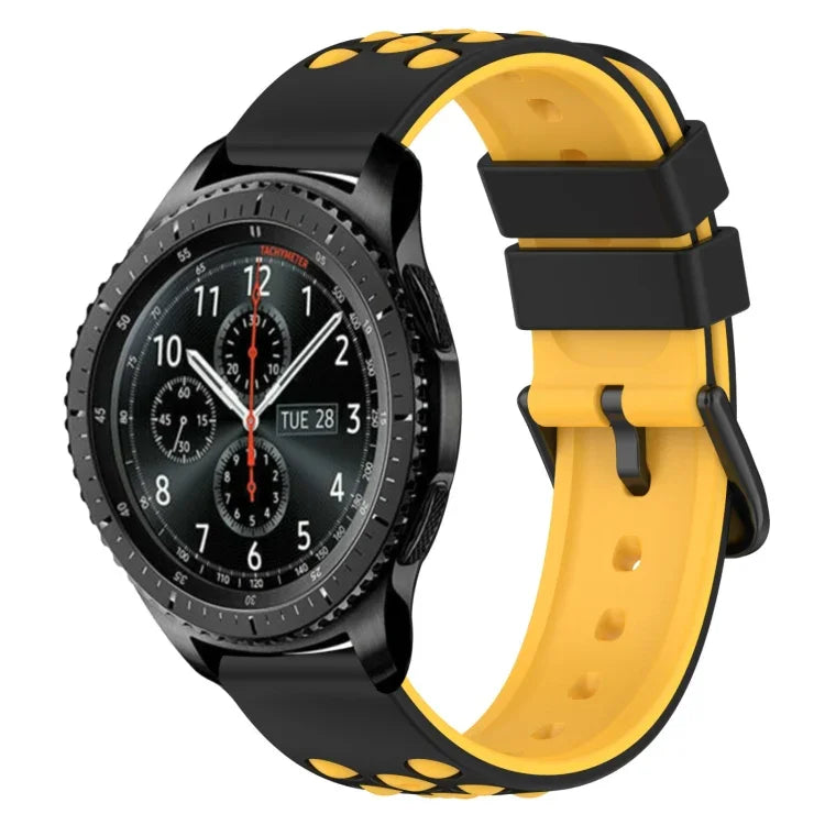 22mm ツートンカラー 多孔質シリコン時計バンド、Samsung Galaxy Watch3 45mm用、Samsung Galaxy Watch 46mm用、Samsung Gear S3 Classic用、Samsung Gear S3 Frontier用