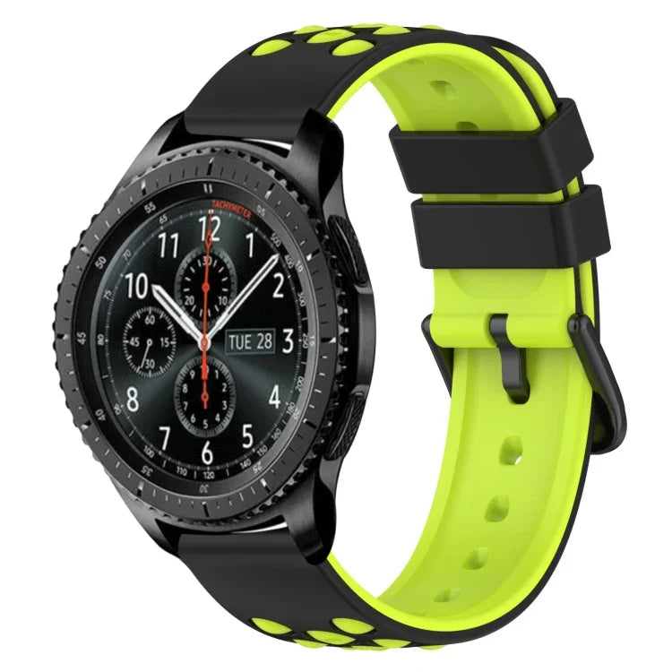 22mm ツートンカラー 多孔質シリコン時計バンド、Samsung Galaxy Watch3 45mm用、Samsung Galaxy Watch 46mm用、Samsung Gear S3 Classic用、Samsung Gear S3 Frontier用