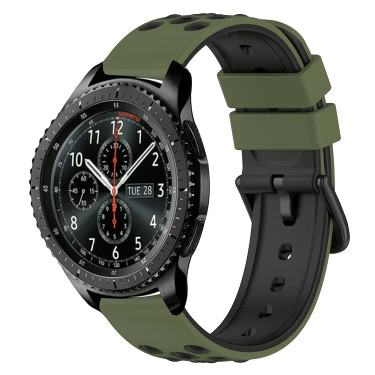 22mm ツートンカラー 多孔質シリコン時計バンド、Samsung Galaxy Watch3 45mm用、Samsung Galaxy Watch 46mm用、Samsung Gear S3 Classic用、Samsung Gear S3 Frontier用