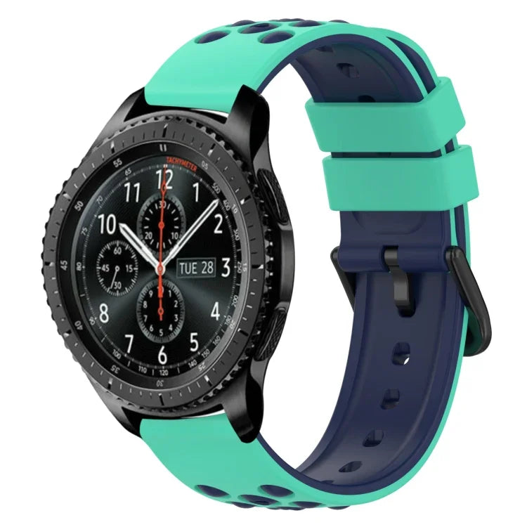 22mm ツートンカラー 多孔質シリコン時計バンド、Samsung Galaxy Watch3 45mm用、Samsung Galaxy Watch 46mm用、Samsung Gear S3 Classic用、Samsung Gear S3 Frontier用