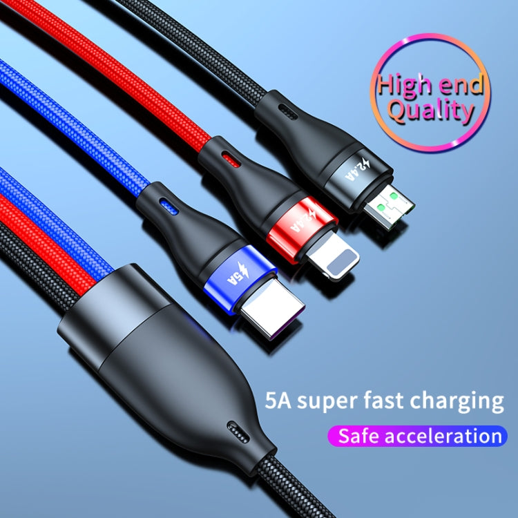 USB - Micro USB + USB-C / Type-C + 8ピン 急速充電ケーブル