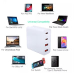 GaN 100W デュアル USB + デュアル USB-C/Type-C マルチポート充電器 2m Type-C to Type-C データケーブルセット付き、USプラグ、US / EUプラグ、US / UKプラグ、US / AUプラグ、US / EU / UKプラグ、US / EU / UK / AUプラグ