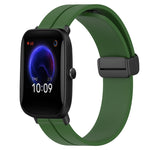 20mm Solid Color Magnetic Clasp Silicone Watch Band, For Amazfit Pop