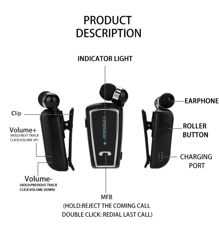 Fineblue F-V3 Bluetooth 4.1 ワイヤレスステレオ Bluetoothインイヤーイヤホン ミニヘッドセット、F-V3 ブラック、F-V3 ホワイト、F-V3 ゴールド