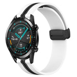 22mm Folding Magnetic Clasp Silicone Watch Band, For Huawei Watch 3 Pro, For Huawei GT2 Pro, For Huawei Watch GT 2E, For Huawei GT2 46mm