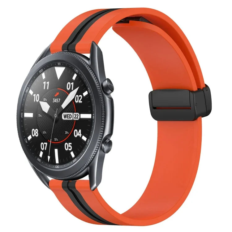 22mm 折りたたみマグネット留めシリコンウォッチバンド、Samsung Galaxy Watch3 45mm用、Samsung Galaxy Watch 46mm用、Samsung Gear S3 Classic用、Samsung Gear S3 Frontier用