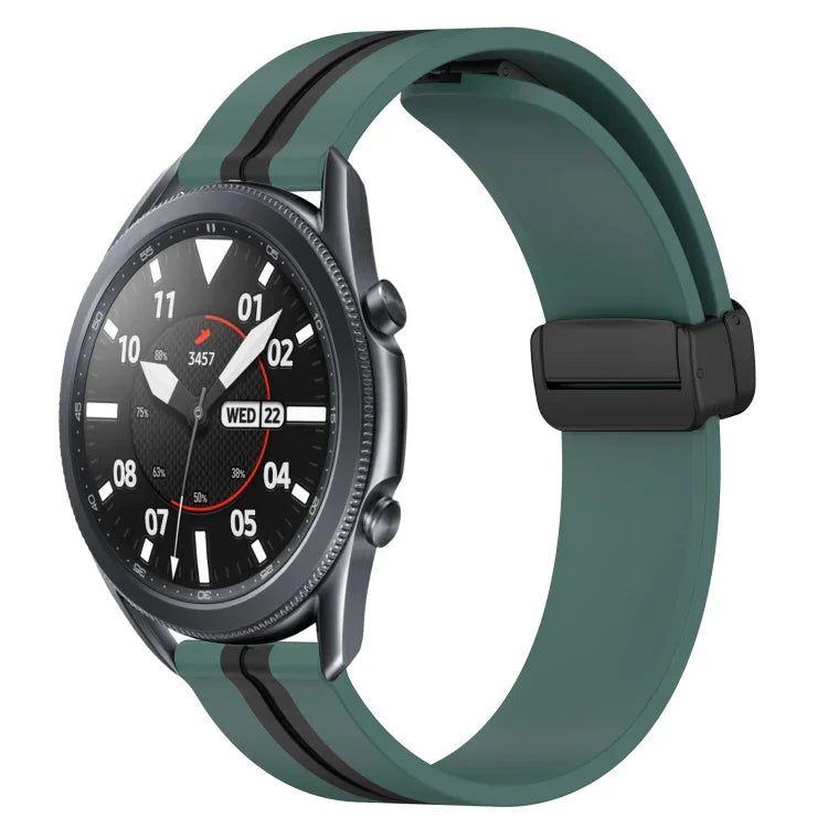 22mm 折りたたみマグネット留めシリコンウォッチバンド、Samsung Galaxy Watch3 45mm用、Samsung Galaxy Watch 46mm用、Samsung Gear S3 Classic用、Samsung Gear S3 Frontier用