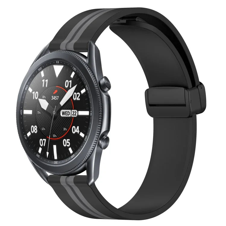 22mm 折りたたみマグネット留めシリコンウォッチバンド、Samsung Galaxy Watch3 45mm用、Samsung Galaxy Watch 46mm用、Samsung Gear S3 Classic用、Samsung Gear S3 Frontier用
