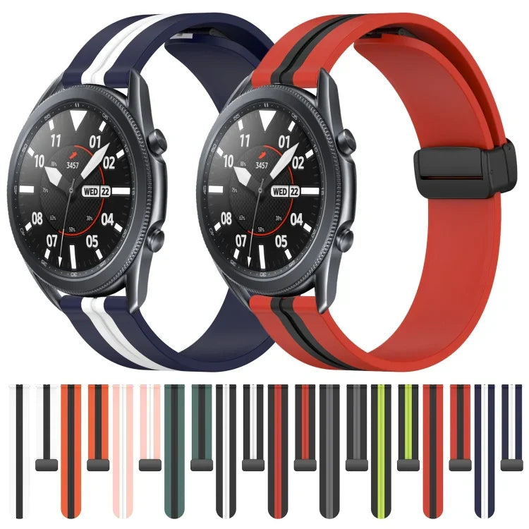 22mm 折りたたみマグネット留めシリコンウォッチバンド、Samsung Galaxy Watch3 45mm用、Samsung Galaxy Watch 46mm用、Samsung Gear S3 Classic用、Samsung Gear S3 Frontier用