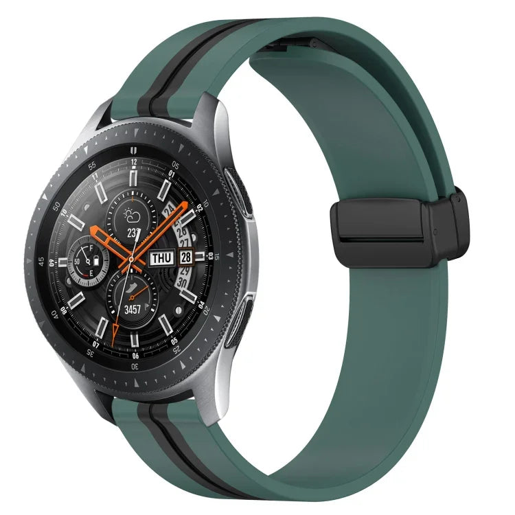22mm 折りたたみマグネット留めシリコンウォッチバンド、Samsung Galaxy Watch3 45mm用、Samsung Galaxy Watch 46mm用、Samsung Gear S3 Classic用、Samsung Gear S3 Frontier用