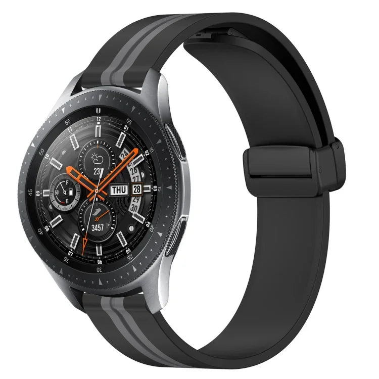 22mm 折りたたみマグネット留めシリコンウォッチバンド、Samsung Galaxy Watch3 45mm用、Samsung Galaxy Watch 46mm用、Samsung Gear S3 Classic用、Samsung Gear S3 Frontier用