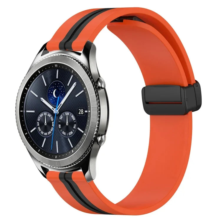 22mm 折りたたみマグネット留めシリコンウォッチバンド、Samsung Galaxy Watch3 45mm用、Samsung Galaxy Watch 46mm用、Samsung Gear S3 Classic用、Samsung Gear S3 Frontier用