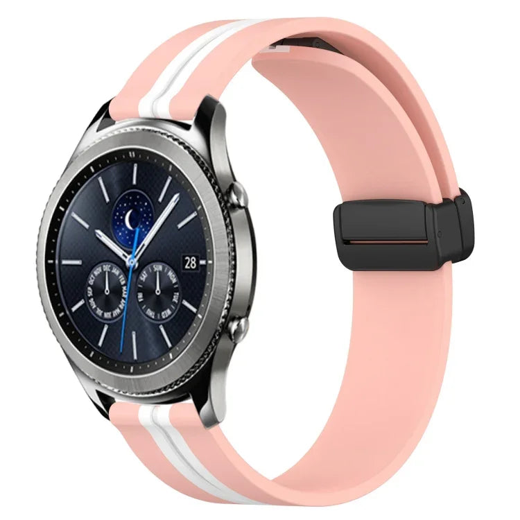 22mm 折りたたみマグネット留めシリコンウォッチバンド、Samsung Galaxy Watch3 45mm用、Samsung Galaxy Watch 46mm用、Samsung Gear S3 Classic用、Samsung Gear S3 Frontier用