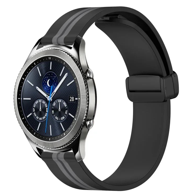 22mm 折りたたみマグネット留めシリコンウォッチバンド、Samsung Galaxy Watch3 45mm用、Samsung Galaxy Watch 46mm用、Samsung Gear S3 Classic用、Samsung Gear S3 Frontier用