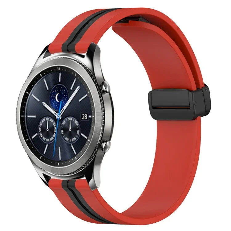 22mm 折りたたみマグネット留めシリコンウォッチバンド、Samsung Galaxy Watch3 45mm用、Samsung Galaxy Watch 46mm用、Samsung Gear S3 Classic用、Samsung Gear S3 Frontier用