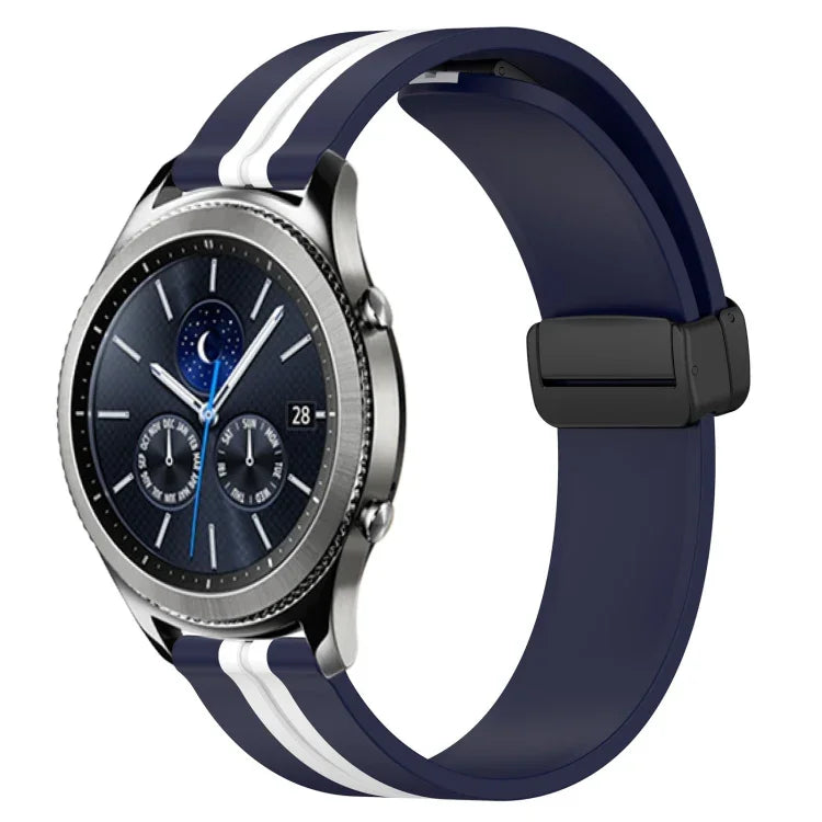 22mm 折りたたみマグネット留めシリコンウォッチバンド、Samsung Galaxy Watch3 45mm用、Samsung Galaxy Watch 46mm用、Samsung Gear S3 Classic用、Samsung Gear S3 Frontier用
