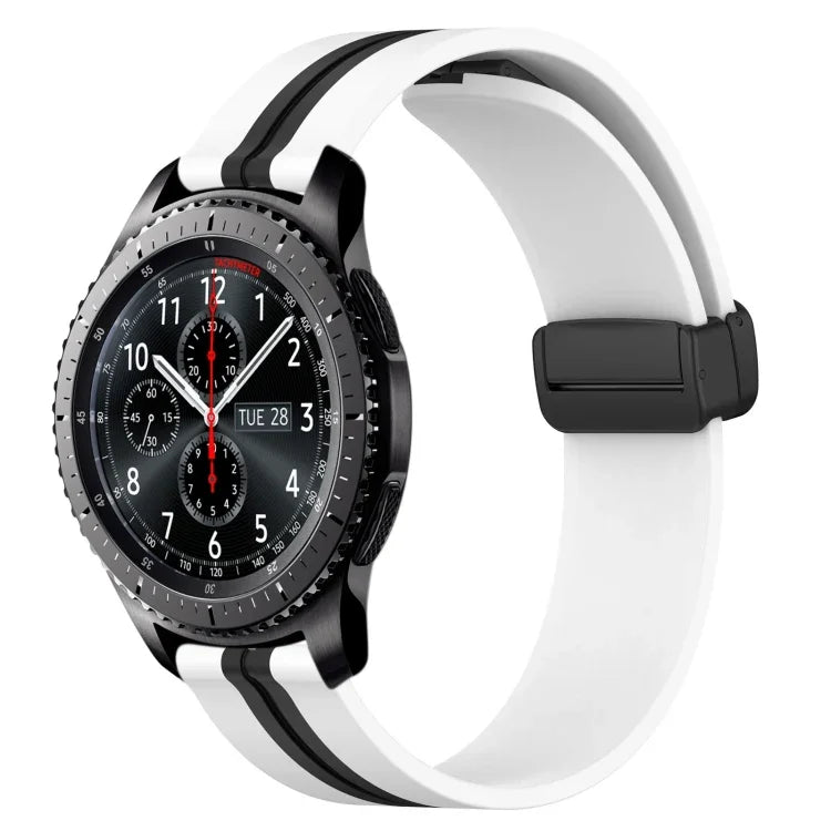 22mm 折りたたみマグネット留めシリコンウォッチバンド、Samsung Galaxy Watch3 45mm用、Samsung Galaxy Watch 46mm用、Samsung Gear S3 Classic用、Samsung Gear S3 Frontier用