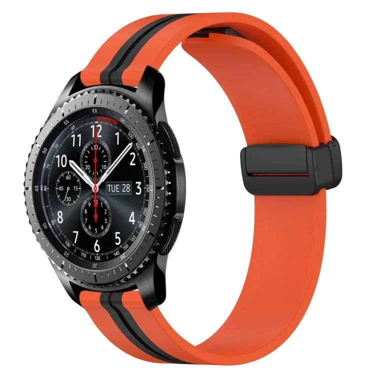 22mm 折りたたみマグネット留めシリコンウォッチバンド、Samsung Galaxy Watch3 45mm用、Samsung Galaxy Watch 46mm用、Samsung Gear S3 Classic用、Samsung Gear S3 Frontier用