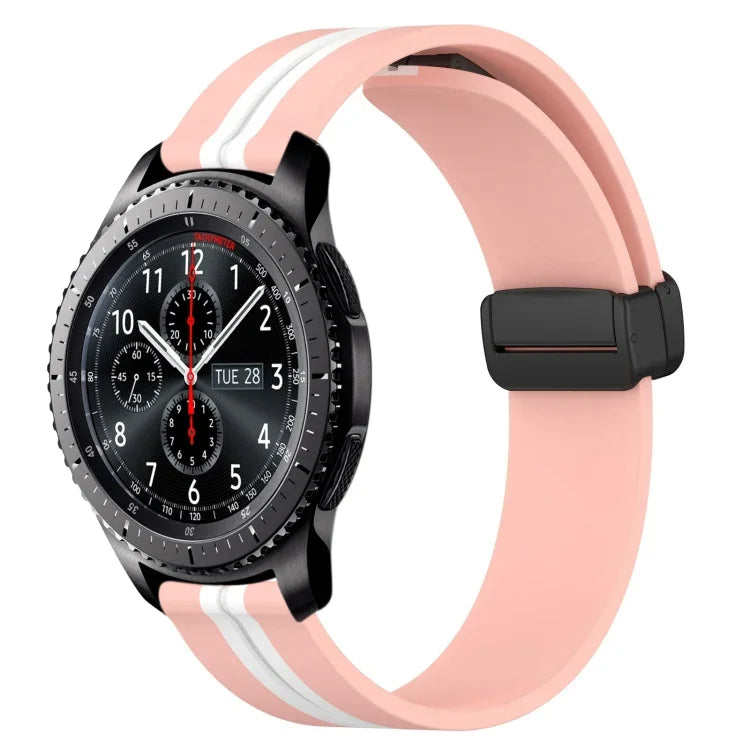 22mm 折りたたみマグネット留めシリコンウォッチバンド、Samsung Galaxy Watch3 45mm用、Samsung Galaxy Watch 46mm用、Samsung Gear S3 Classic用、Samsung Gear S3 Frontier用