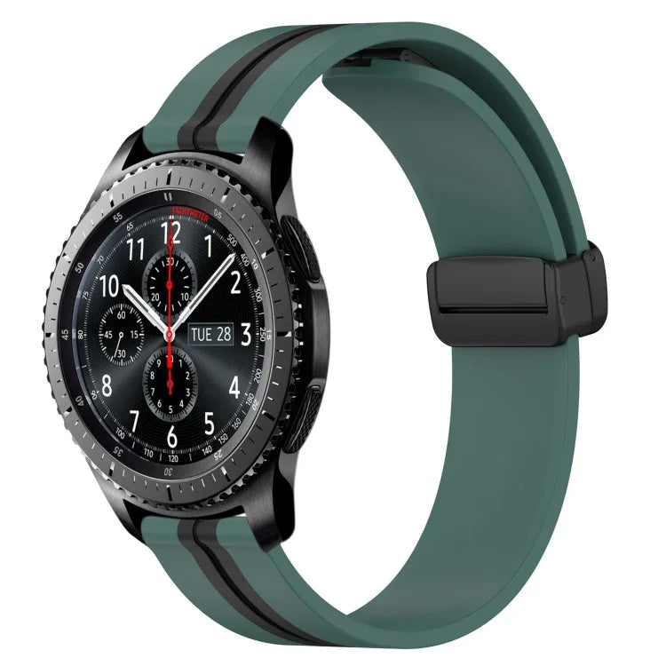 22mm 折りたたみマグネット留めシリコンウォッチバンド、Samsung Galaxy Watch3 45mm用、Samsung Galaxy Watch 46mm用、Samsung Gear S3 Classic用、Samsung Gear S3 Frontier用
