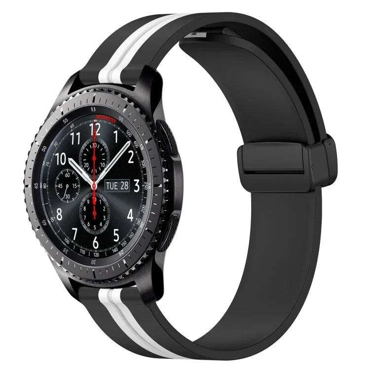 22mm 折りたたみマグネット留めシリコンウォッチバンド、Samsung Galaxy Watch3 45mm用、Samsung Galaxy Watch 46mm用、Samsung Gear S3 Classic用、Samsung Gear S3 Frontier用