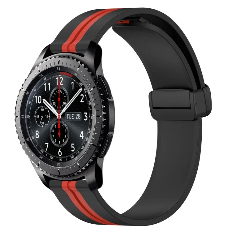 22mm 折りたたみマグネット留めシリコンウォッチバンド、Samsung Galaxy Watch3 45mm用、Samsung Galaxy Watch 46mm用、Samsung Gear S3 Classic用、Samsung Gear S3 Frontier用