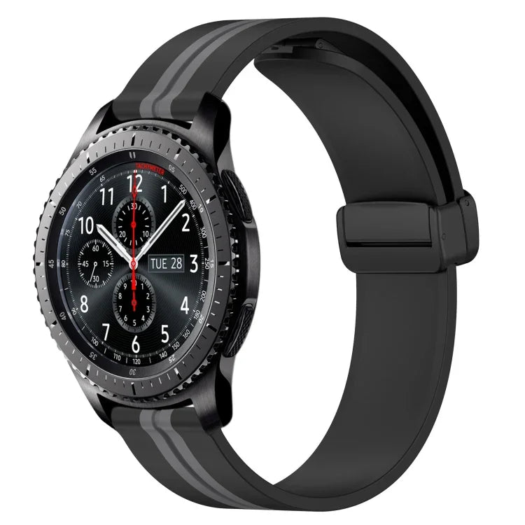 22mm 折りたたみマグネット留めシリコンウォッチバンド、Samsung Galaxy Watch3 45mm用、Samsung Galaxy Watch 46mm用、Samsung Gear S3 Classic用、Samsung Gear S3 Frontier用