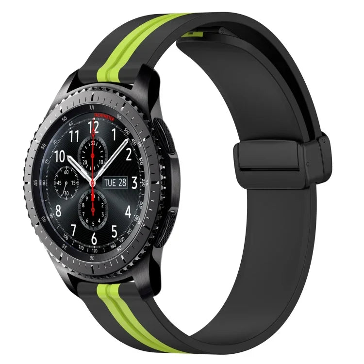 22mm 折りたたみマグネット留めシリコンウォッチバンド、Samsung Galaxy Watch3 45mm用、Samsung Galaxy Watch 46mm用、Samsung Gear S3 Classic用、Samsung Gear S3 Frontier用