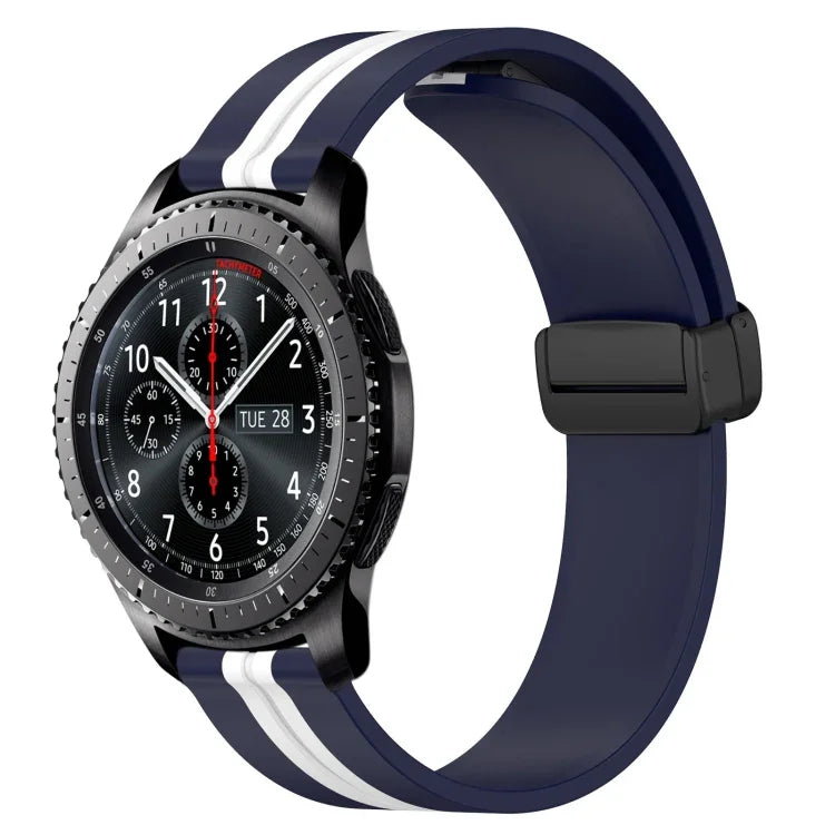 22mm 折りたたみマグネット留めシリコンウォッチバンド、Samsung Galaxy Watch3 45mm用、Samsung Galaxy Watch 46mm用、Samsung Gear S3 Classic用、Samsung Gear S3 Frontier用