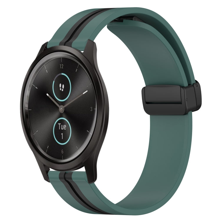 20mm Folding Magnetic Clasp Silicone Watch Band, For Garmin Garminmove Style, For Garmin Forerunner 645 Music, For Garmin Forerunner Sq2, For Garmin Forerunner Sq2 Music
