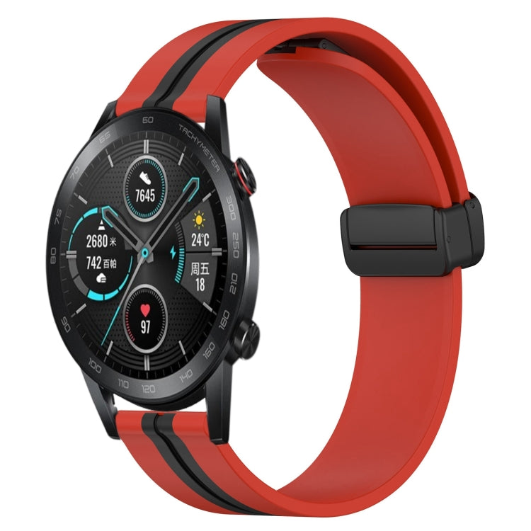 20mm Folding Magnetic Clasp Silicone Watch Band, For Honor Watch ES, For Honor MagicWatch2 42mm