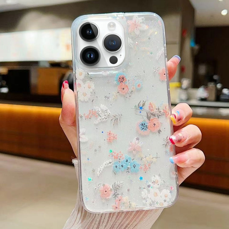 Fresh Small Floral Epoxy TPU Phone Case, For iPhone 16 Pro Max, For iPhone 16 Pro, For iPhone 16 Plus, For iPhone 16, For iPhone 15 Pro Max, For iPhone 15 Pro, For iPhone 15 Plus, For iPhone 15
