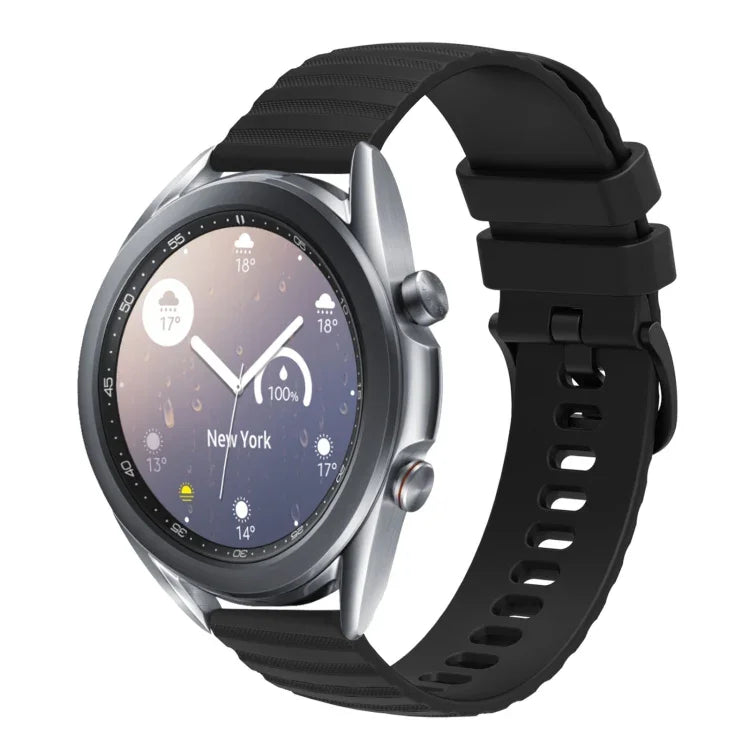 Samsung Galaxy Watch3 45mm、Samsung Galaxy Watch 46mm、Samsung Gear S3 Classic、Samsung Gear S3 Frontier用 22mm ウェービードットパターン ソリッドカラー シリコンウォッチバンド