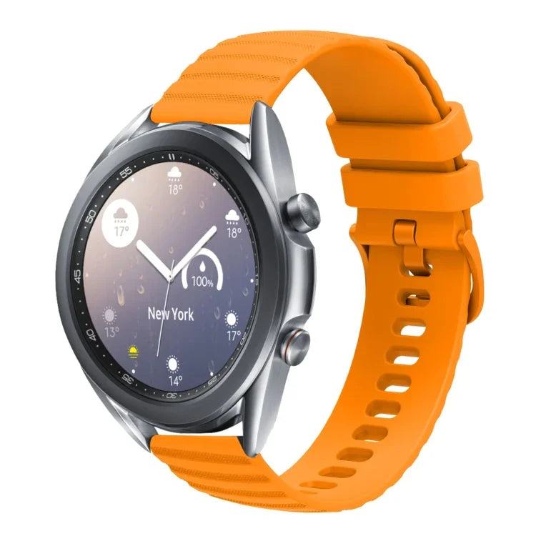 Samsung Galaxy Watch3 45mm、Samsung Galaxy Watch 46mm、Samsung Gear S3 Classic、Samsung Gear S3 Frontier用 22mm ウェービードットパターン ソリッドカラー シリコンウォッチバンド
