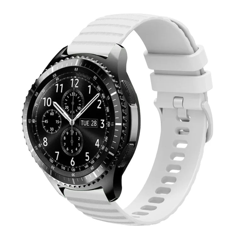 Samsung Galaxy Watch3 45mm、Samsung Galaxy Watch 46mm、Samsung Gear S3 Classic、Samsung Gear S3 Frontier用 22mm ウェービードットパターン ソリッドカラー シリコンウォッチバンド