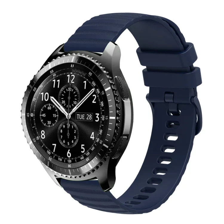 Samsung Galaxy Watch3 45mm、Samsung Galaxy Watch 46mm、Samsung Gear S3 Classic、Samsung Gear S3 Frontier用 22mm ウェービードットパターン ソリッドカラー シリコンウォッチバンド