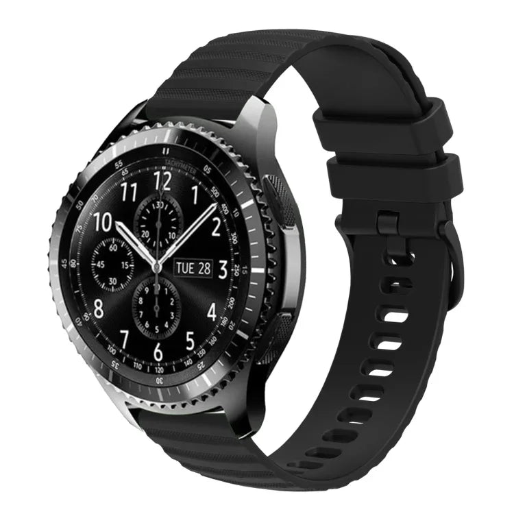 Samsung Galaxy Watch3 45mm、Samsung Galaxy Watch 46mm、Samsung Gear S3 Classic、Samsung Gear S3 Frontier用 22mm ウェービードットパターン ソリッドカラー シリコンウォッチバンド