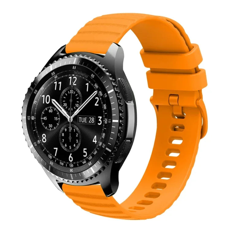Samsung Galaxy Watch3 45mm、Samsung Galaxy Watch 46mm、Samsung Gear S3 Classic、Samsung Gear S3 Frontier用 22mm ウェービードットパターン ソリッドカラー シリコンウォッチバンド
