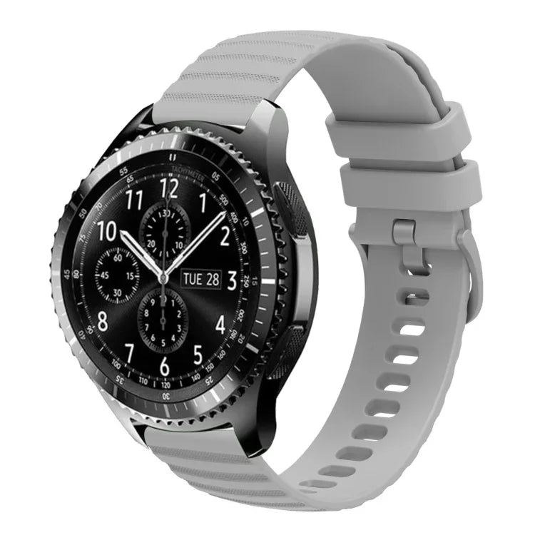 Samsung Galaxy Watch3 45mm、Samsung Galaxy Watch 46mm、Samsung Gear S3 Classic、Samsung Gear S3 Frontier用 22mm ウェービードットパターン ソリッドカラー シリコンウォッチバンド