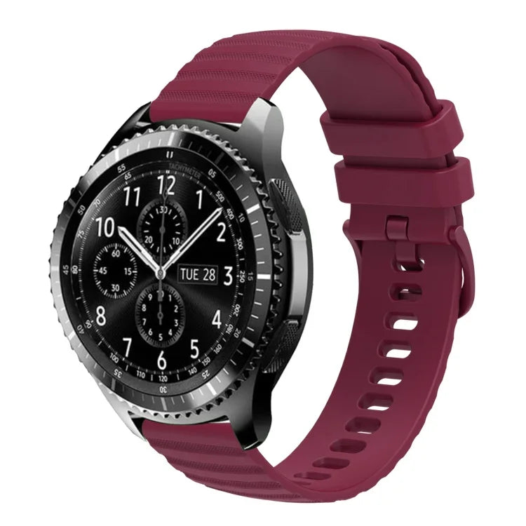 Samsung Galaxy Watch3 45mm、Samsung Galaxy Watch 46mm、Samsung Gear S3 Classic、Samsung Gear S3 Frontier用 22mm ウェービードットパターン ソリッドカラー シリコンウォッチバンド