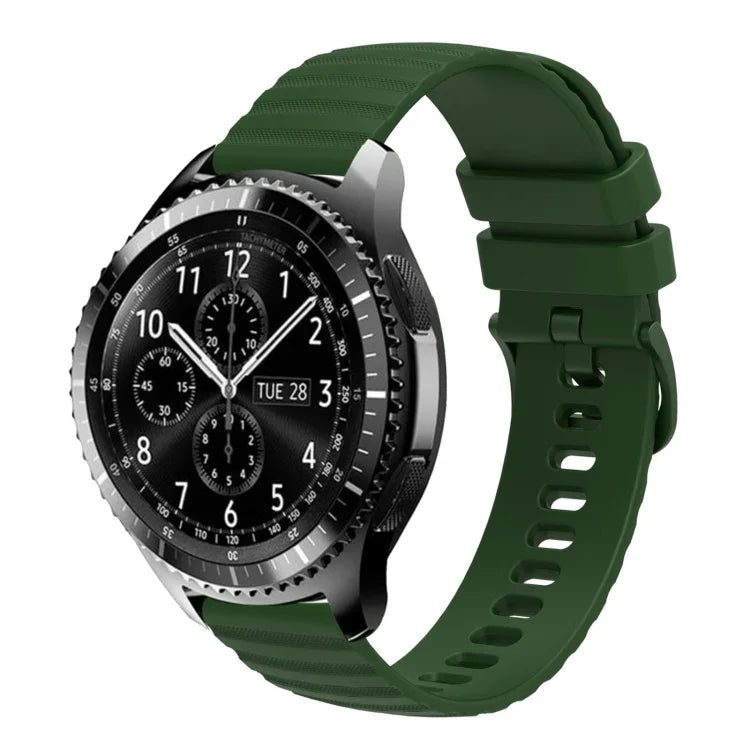 Samsung Galaxy Watch3 45mm、Samsung Galaxy Watch 46mm、Samsung Gear S3 Classic、Samsung Gear S3 Frontier用 22mm ウェービードットパターン ソリッドカラー シリコンウォッチバンド