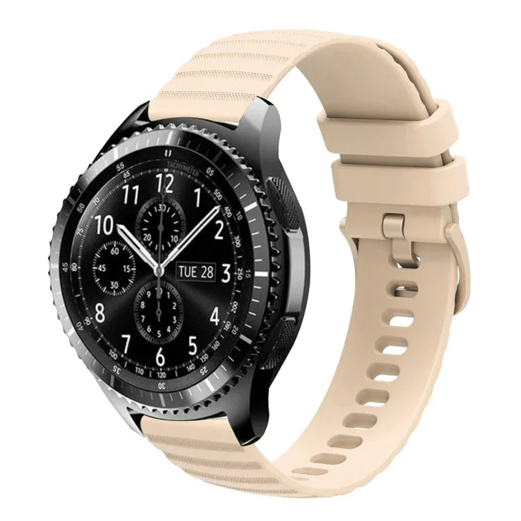 Samsung Galaxy Watch3 45mm、Samsung Galaxy Watch 46mm、Samsung Gear S3 Classic、Samsung Gear S3 Frontier用 22mm ウェービードットパターン ソリッドカラー シリコンウォッチバンド