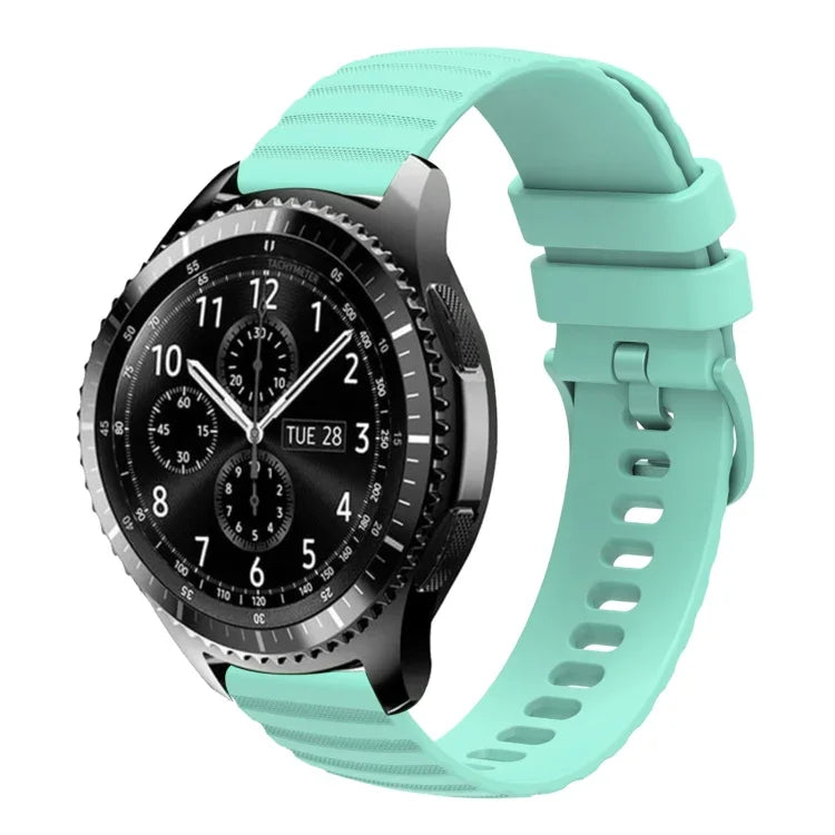 Samsung Galaxy Watch3 45mm、Samsung Galaxy Watch 46mm、Samsung Gear S3 Classic、Samsung Gear S3 Frontier用 22mm ウェービードットパターン ソリッドカラー シリコンウォッチバンド